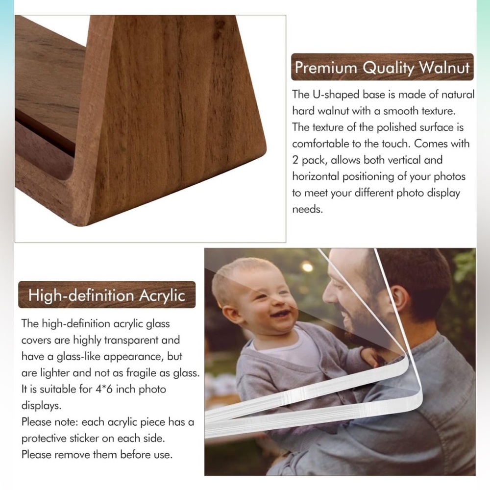 4x6 Rustic Wood Photo Frame - 2 Pack - (Horizontal + Vertical) - NWT NIB - Picture 2 of 7